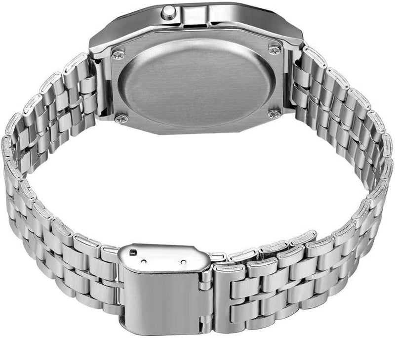 CLOUDWOOD Digital Square Dial Vintage Unisex Wrist Watch for Men Women -WCH70 (Silver) - Image 4