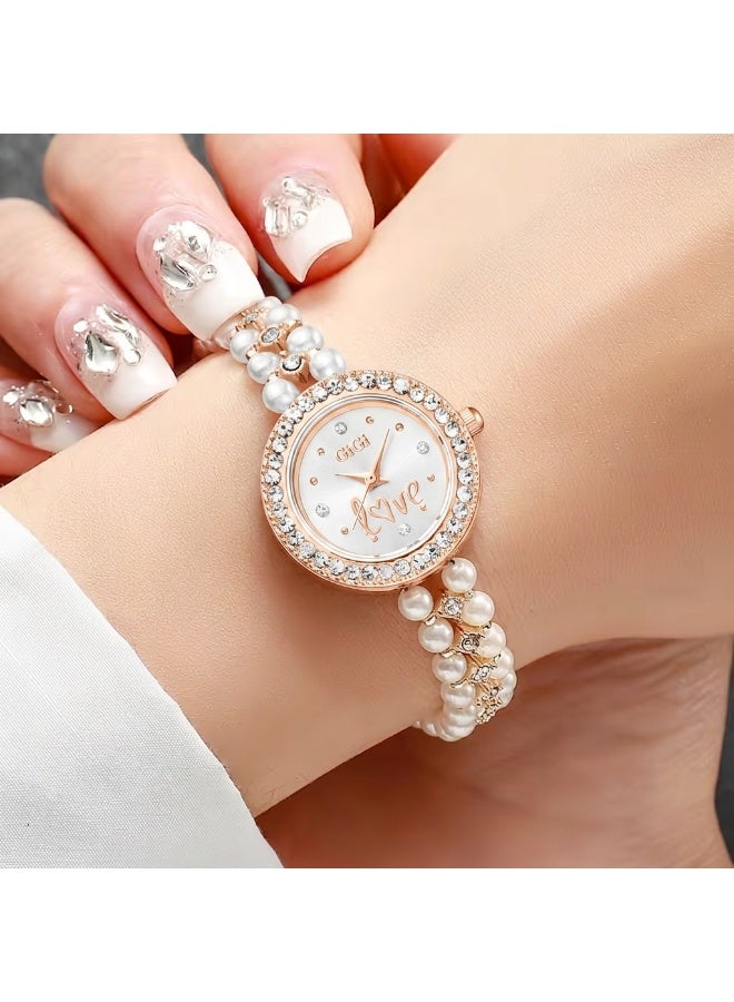 GiGi Elegant women's watch featuring a faux-pearl bracelet accented with crystals and a precise quartz movement; a luxurious timepiece suitable for special occasions and everyday wear. - Image 4