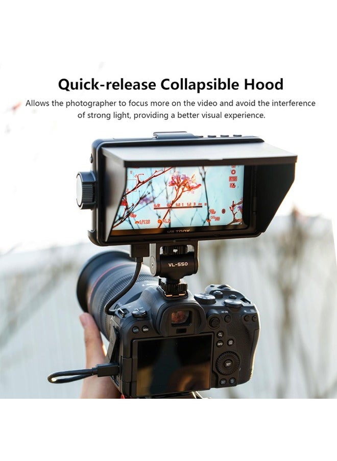VILTROX - VILTROX 5.5 Inch 1200nits 4K 10bit HDMI Field Monitor, Touchscreen 3D LUT Portable Video Field Monitor Kit , On-Camera RGB Parade Histogram Waveform Focus Assist Monitor (DC-550 Pro) - Image 1