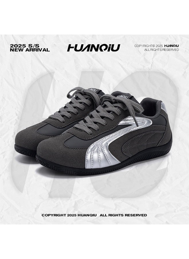 HUANQIU 2025 S/S New Arrival Retro Sneakers | Gray-Silver Color-Block Casual Shoes for Men & Women - Image 3