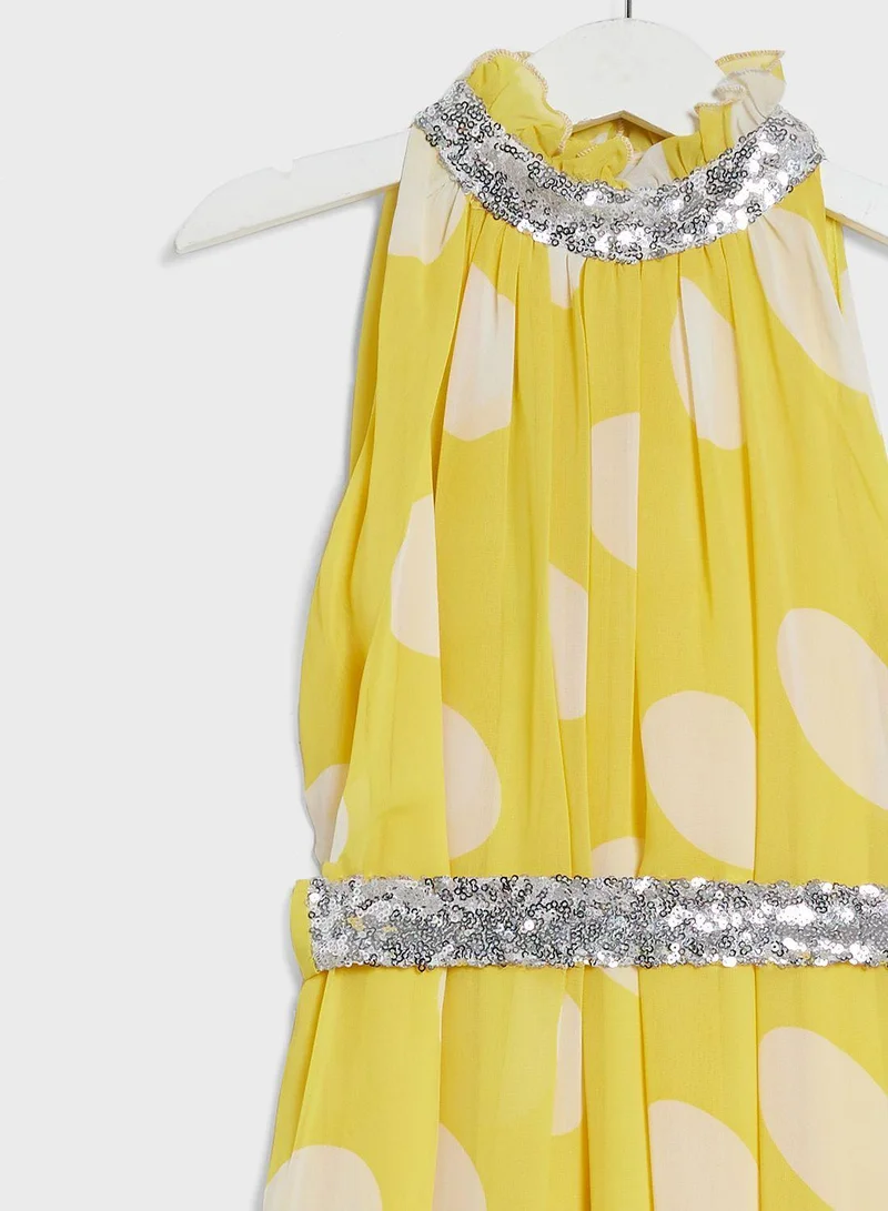 ليتل جولدن ابل Kids Little Dotted Belted Dress