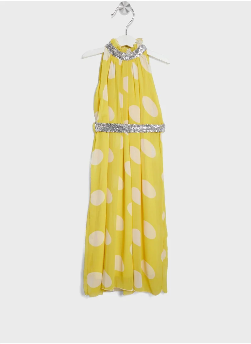 Little Golden Apple Kids Little Dotted Belted Dress