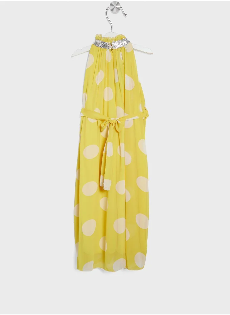 Little Golden Apple Kids Little Dotted Belted Dress