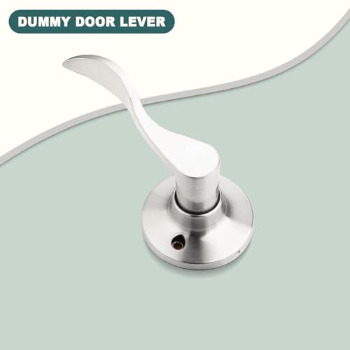 GOBEKOR 2 Pack Brushed Nickel Single Dummy Door Handles Wave Left-Handed Door Lever Non-Turning Lock Interior Closet French Door Handle - Image 3