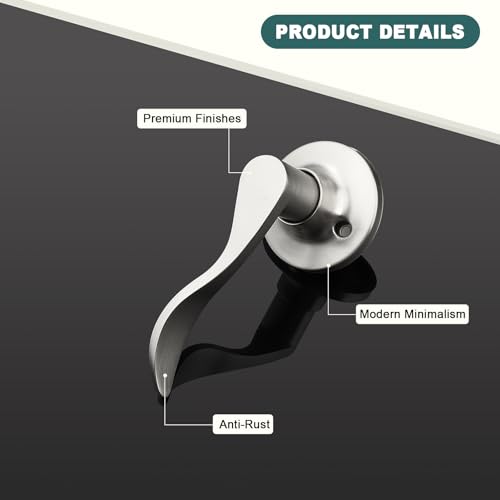 GOBEKOR 2 Pack Brushed Nickel Single Dummy Door Handles Wave Left-Handed Door Lever Non-Turning Lock Interior Closet French Door Handle - Image 5