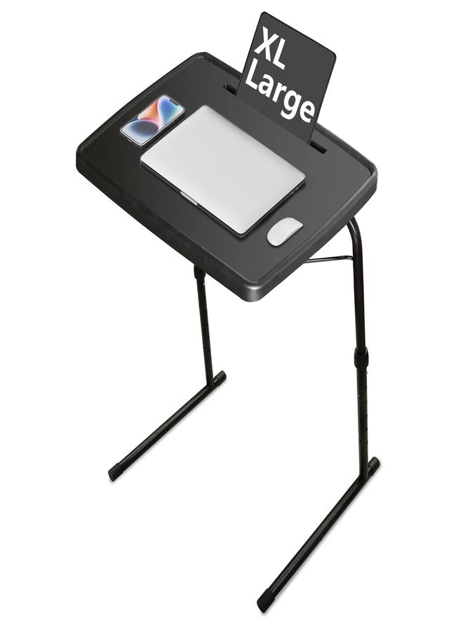 Bblife XL Adjustable Folding TV Tray Table, Larger TV Dinner HDPE Plastic Tray Table for for Eating, Adjustable Folding Laptop Table, Tray Table for Laptop, Eating, Drawing, Snacks, etc, Black - Image 1