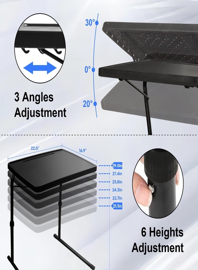 Bblife XL Adjustable Folding TV Tray Table, Larger TV Dinner HDPE Plastic Tray Table for for Eating, Adjustable Folding Laptop Table, Tray Table for Laptop, Eating, Drawing, Snacks, etc, Black - Image 2