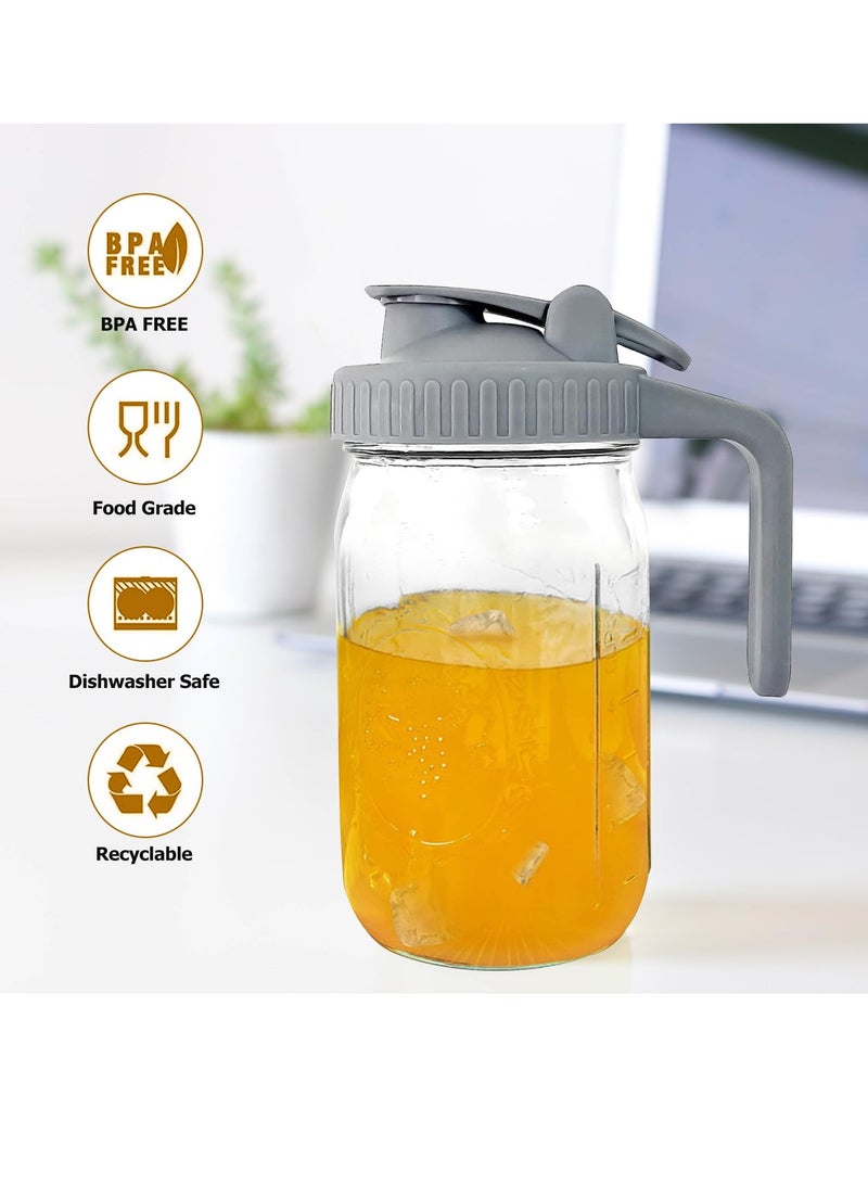 Zikra Cold Brew Coffee Maker Mason Jar,32 oz Iced Coffee Pitcher With Stainless Steel Filter,Wide Mouth Cold Brew Pitcher for Iced Coffee, Lemonade, Ice Tea, Fruit Drinks(Grey) - Image 3