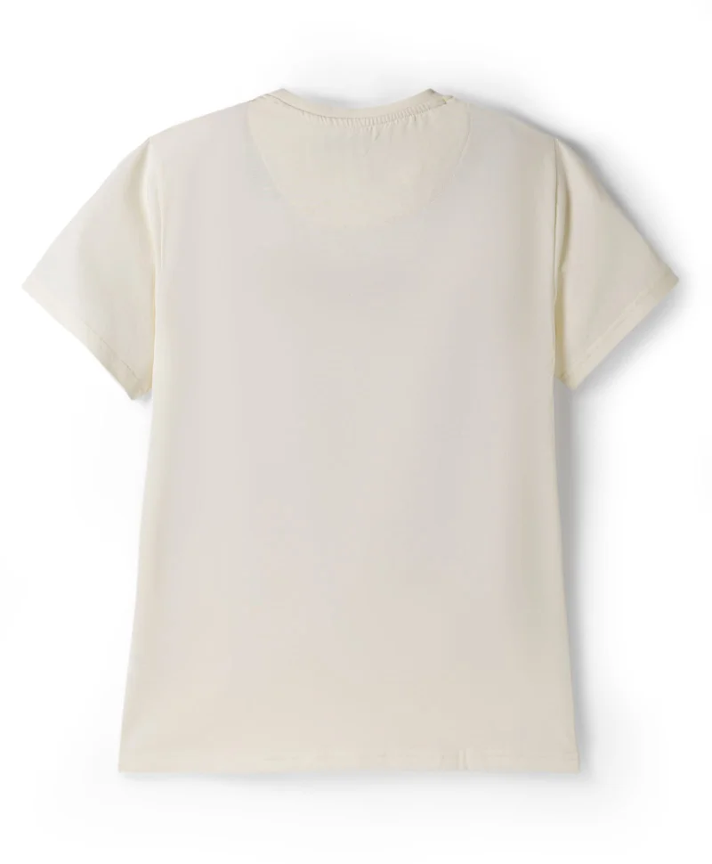 Pine Kids Pine Kids Cotton Knit Half Sleeves T-Shirt with Text Print - White