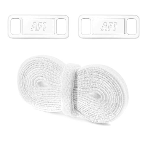 YLOKO Flat Shoelaces for Air Force 1 Sneakers with AF1 Charms 54 Original White Shoe Laces for Airforce 1 Men Women White Tags - Image 1