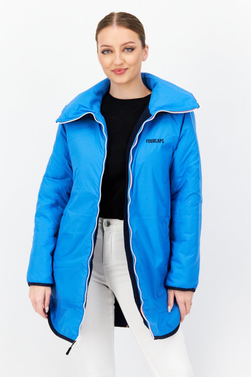 Fourlaps Women Sportswear Fit Reversible Outdoor Jacket, Navy - Image 3