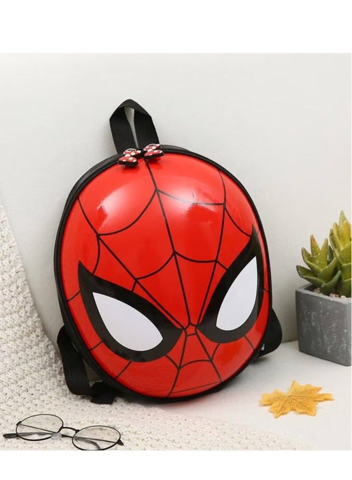 Nursery bag for children with a 3D print of Spider-Man's head, with a large main zipper, a padded back, a padded shield, and a metal zipper.  - Image 2