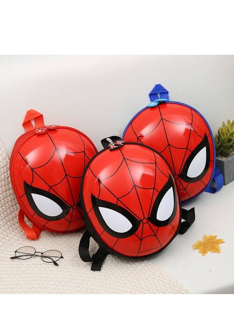 Nursery bag for children with a 3D print of Spider-Man's head, with a large main zipper, a padded back, a padded shield, and a metal zipper.  - Image 1