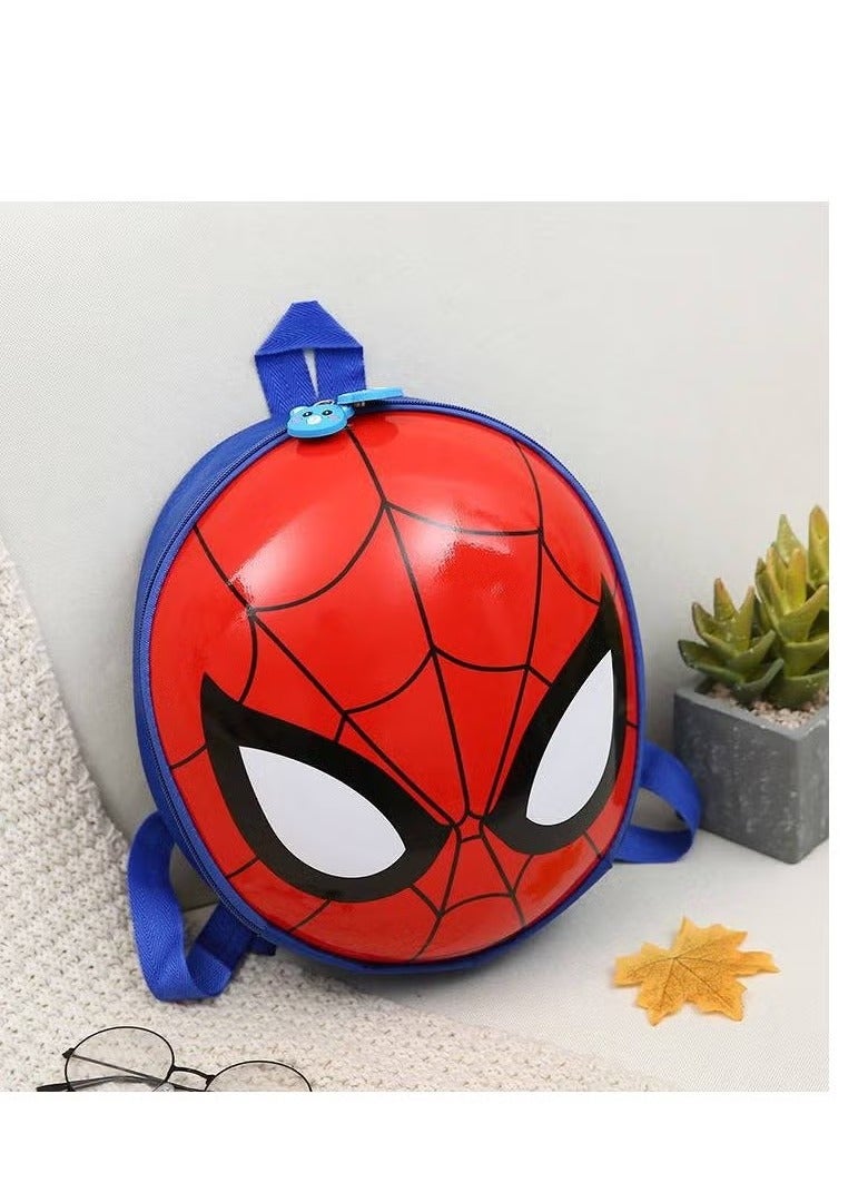 Nursery bag for children with a 3D print of Spider-Man's head, with a large main zipper, a padded back, a padded shield, and a metal zipper.  - Image 3
