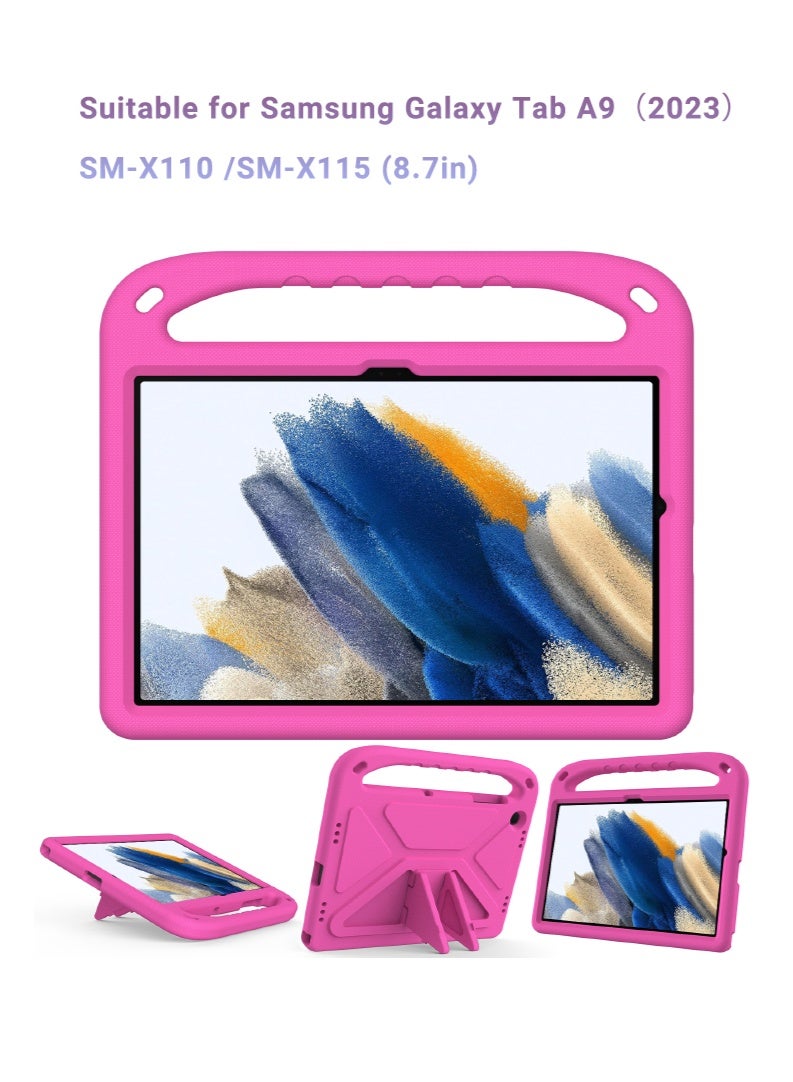 Case for pad Samsung Galaxy Tab A9（2023） SM-X110 /SM-X115, Kid Case Friendly Shockproof Protective Case, Handle Stand Heavy Duty Tablet Cover (Pink, 8.7in) - Image 2
