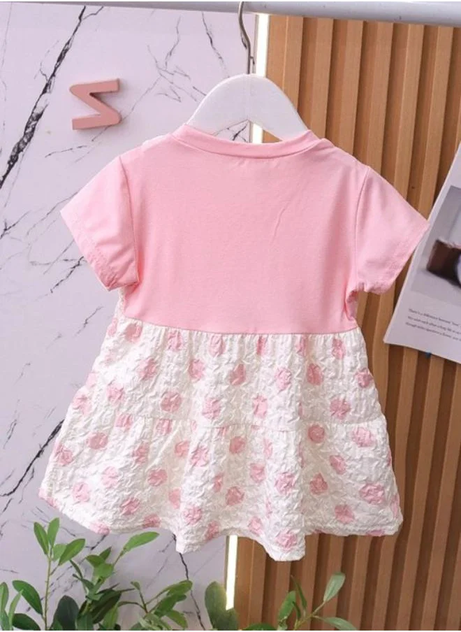 YUNIQEE Pink A-Line Crew Neck Printed Dress