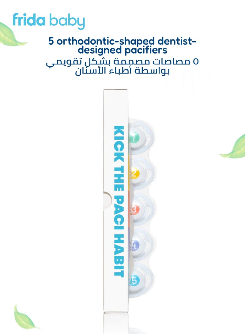 fridababy Paci Weaning System | 5-Stage Pacifier Gradual Weaning Kit | Dentist-Recommended | BPA-Free | Safe & Comfortable | Easy Transition for Babies | 5 x Pacifiers | 28g - Image 5