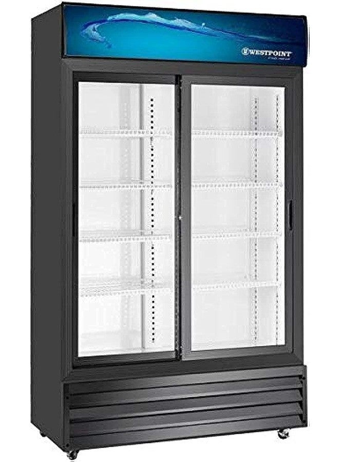 Westpoint 825 Litres Double Door Professional Range Black Upright Chiller, Ergonomic Capability, Tempered Glass Double Door, Uniform Cooling, Spacious Compartments, 4 Modular Wire Shelves, WPSN-8217T2 800 L WPSN-8217T2 Black