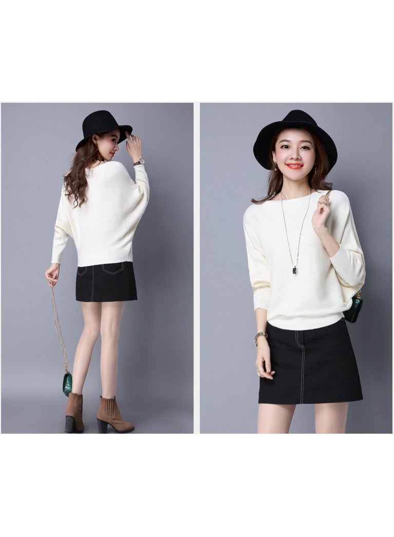 NIBEMINENT Sweatershirt Women Slash Neck Knitted Winter Sweaters Tops Female Batwing Cashmere Casual Pullovers Jumper Pull Femme - Image 2