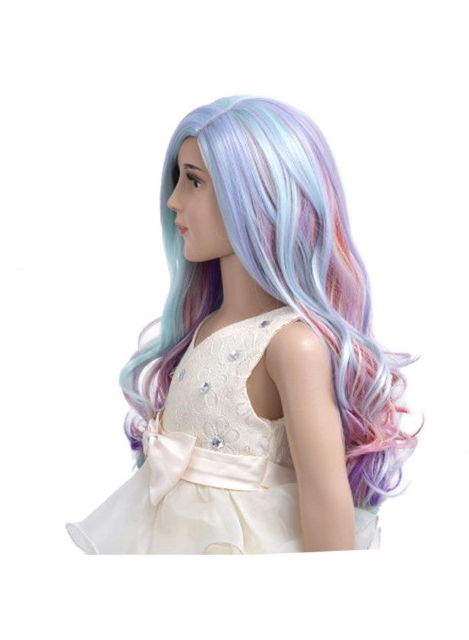 MAGQOO Child Kids Rainbow Wig Side Part Long Curly Wavy Wig Multicolor Hair Wigs Cosplay Costume Party Wigs - Image 5