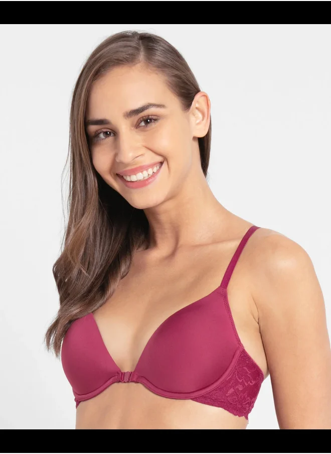 JOCKEY Jockey 1815 Women's Under-Wired Padded Soft Touch Microfiber Nylon Elastane Stretch Full Coverage Lace Back Styling T-Shirt Bra with Adjustable Straps