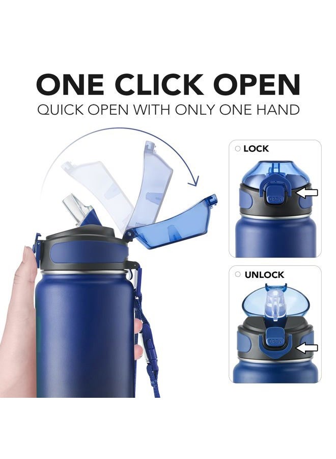 Enerbone Insulated Water Bottle, 32 oz Stainless Steel Water Bottles with Carrying Strap, Double-Wall Vacuum Insulation Thermos, Leakproof Sports Bottle with Straw, Keep Drinks Hot or Cold for Hours - Image 3