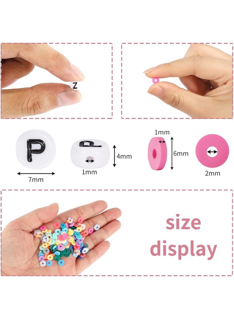 Capstro 16600PCS Clay Beads Bracelet Making Kit – 120 Colors Flat Polymer Heishi Beads Set with Letter Beads, Charms & Elastic String, DIY Bracelet Making Kit for Kids, Girls & Teens – 120 Colors - Image 3