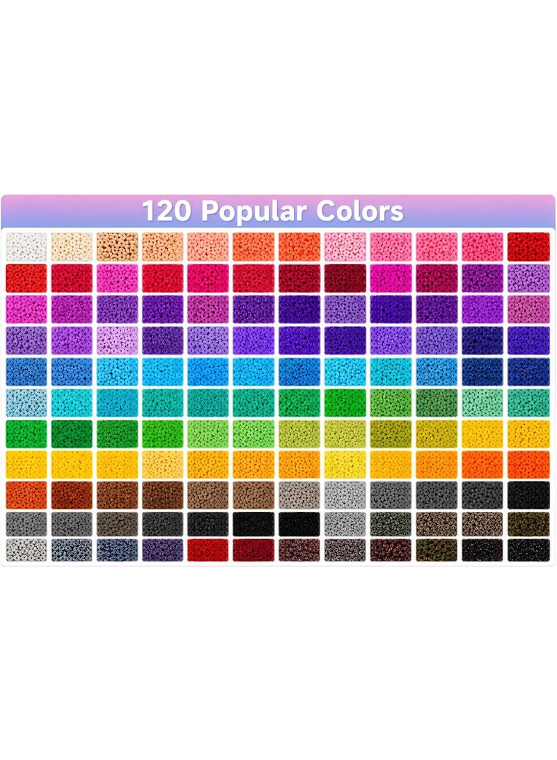 Capstro 16600PCS Clay Beads Bracelet Making Kit – 120 Colors Flat Polymer Heishi Beads Set with Letter Beads, Charms & Elastic String, DIY Bracelet Making Kit for Kids, Girls & Teens – 120 Colors - Image 2