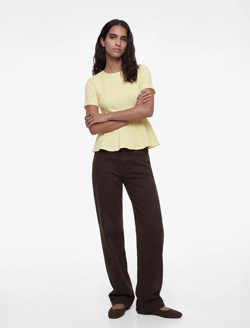 كوتون Textured Peplum Blouse