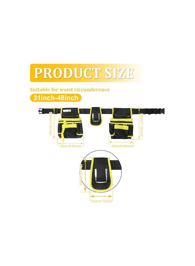 PROMASS promass Tool Belt Tool Pouch, Oxford Cloth Heavy Duty Tool Bag with 26 Pockets, Adjustable Tool Pouch Bag, Detachable Tool Belt Multifunction Tool Bag for Carpenter Electrician Woodworker Dad Gift  - Image 2