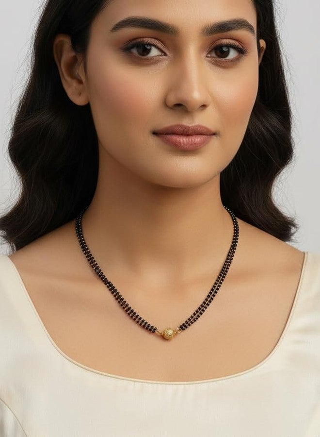 JHB Gold Plated Black Bead Mangalsutra And Bracelet Combo For Women - Image 2