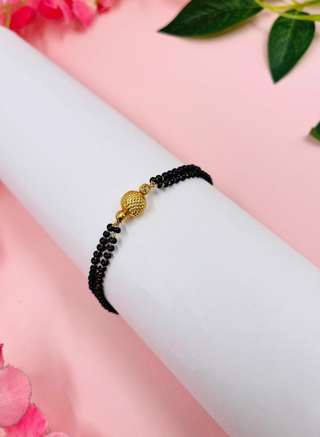 JHB Gold Plated Black Bead Mangalsutra And Bracelet Combo For Women - Image 3