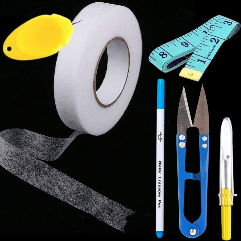 Artonezt Artonezt Fabric Fusing Tape Adhesive Hem Tape Ironon Stitch Witchery Tape Automatic Needle Threader Tool Thread Cutter Seam Ripper Inch Tape Tailors Marking Pen