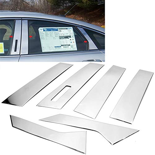 S SIZVER Polished Stainless Steel Pillar Posts Accent Covers for 2013-2018 Ford Fusion with Keypad Cutout - Image 1