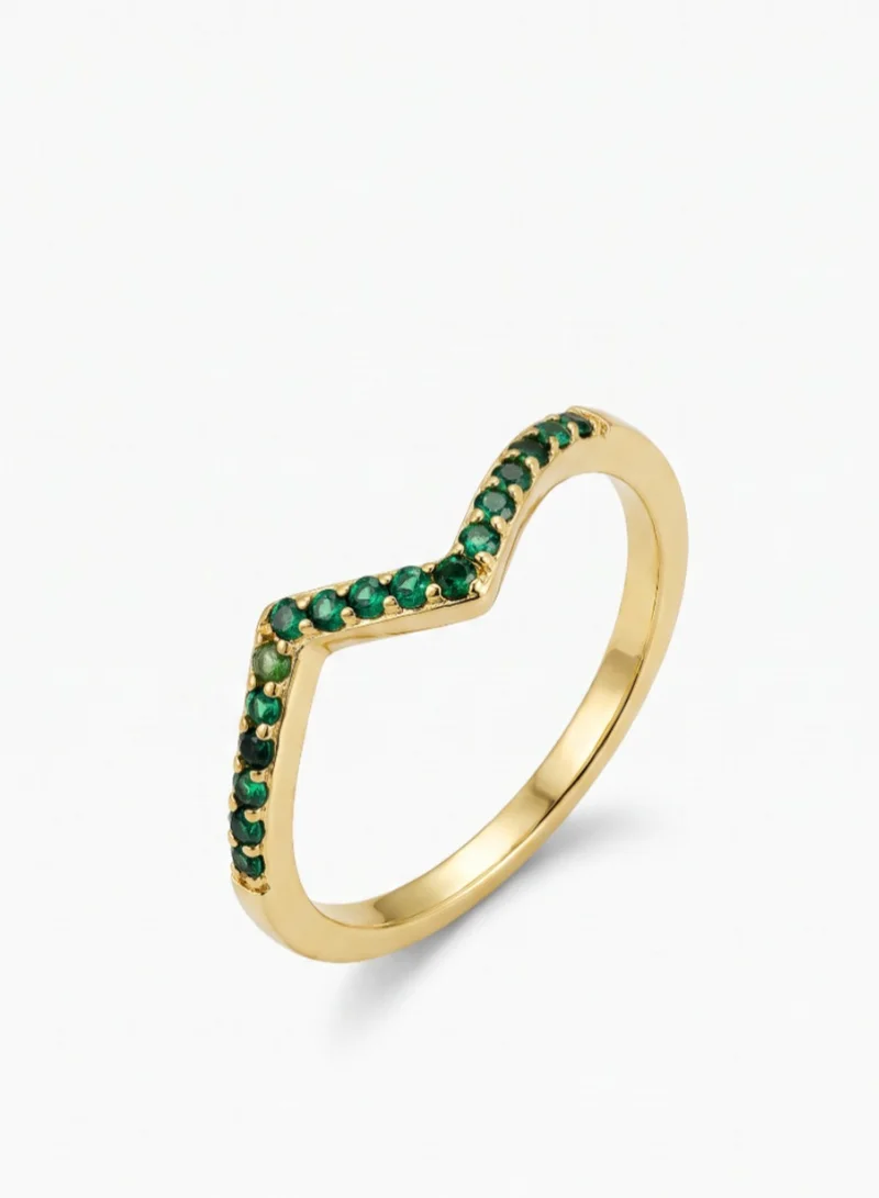 ايمي دبي V ring with green stones