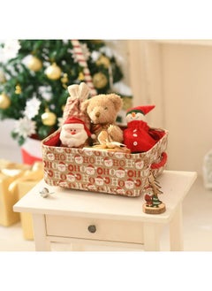 INough Christmas Baskets for Gifts Empty, Christmas Decor Collapsible Storage Bins with Handles Bright and Festive Gift Storage Container for Christmas for Baby/Kids/Nursery Room