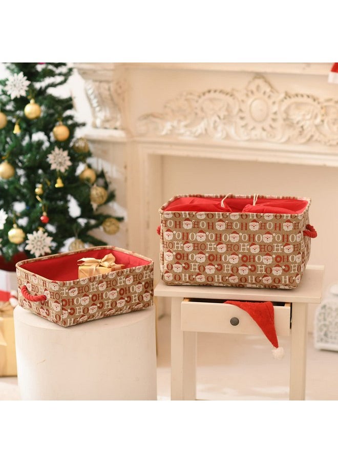 Inough - INough Christmas Baskets for Gifts Empty, Christmas Decor Collapsible Storage Bins with Handles Bright and Festive Gift Storage Container for Christmas for Baby/Kids/Nursery Room - Image 1