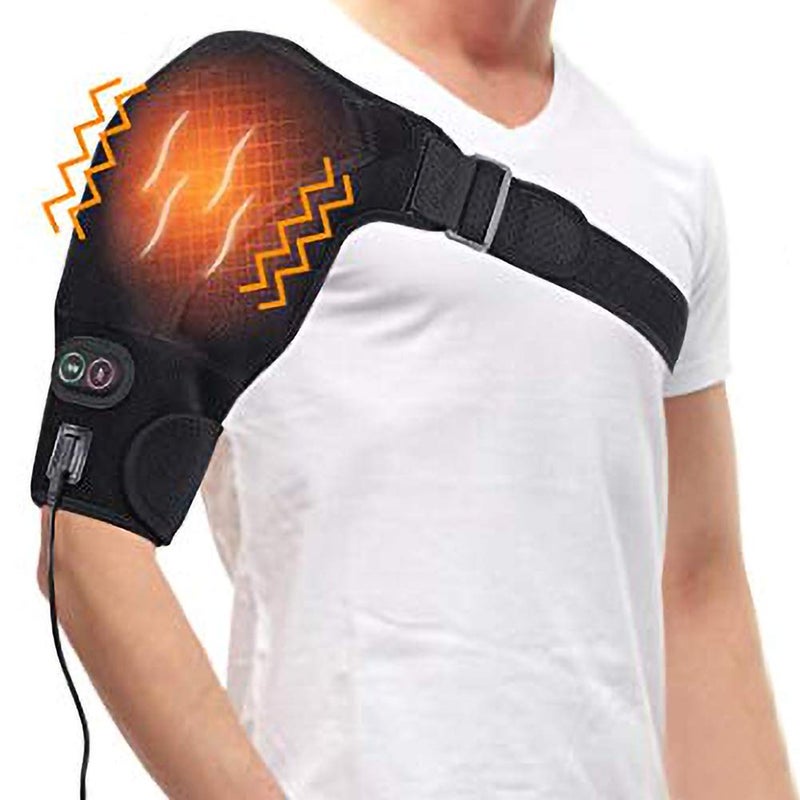 comfrt Heated Massage Shoulder Brace, 3 Vibration & Heat Settings Support Adjustable Heating Shoulder Pad for Rotator Cuff Frozen Shoulder Shoulder Dislocation or Muscles Pain Relief Brace - Image 1