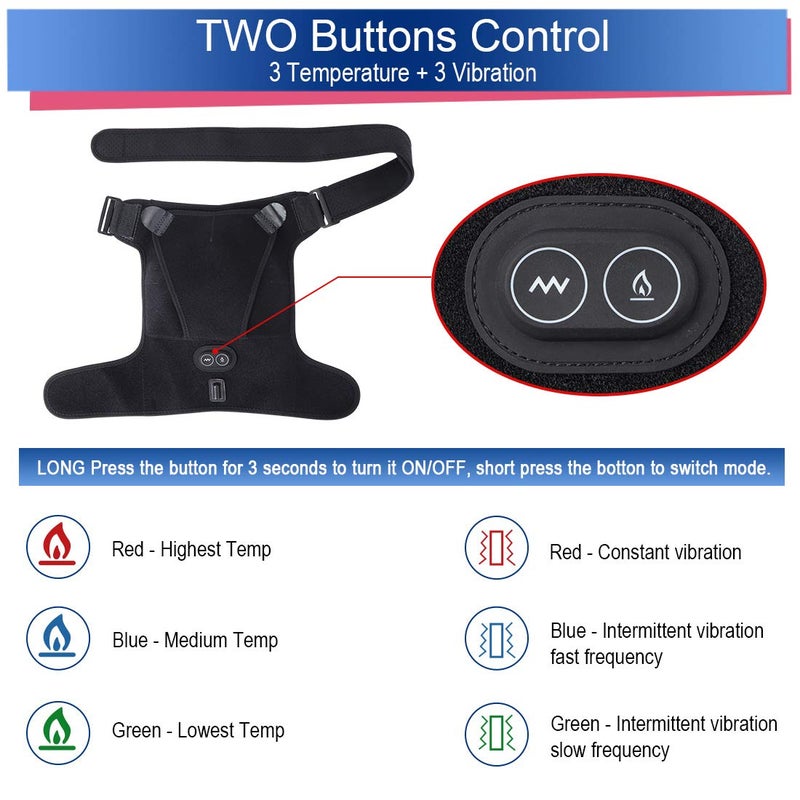 comfrt Heated Massage Shoulder Brace, 3 Vibration & Heat Settings Support Adjustable Heating Shoulder Pad for Rotator Cuff Frozen Shoulder Shoulder Dislocation or Muscles Pain Relief Brace - Image 2