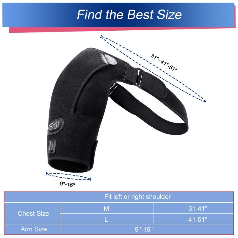comfrt Heated Massage Shoulder Brace, 3 Vibration & Heat Settings Support Adjustable Heating Shoulder Pad for Rotator Cuff Frozen Shoulder Shoulder Dislocation or Muscles Pain Relief Brace - Image 5