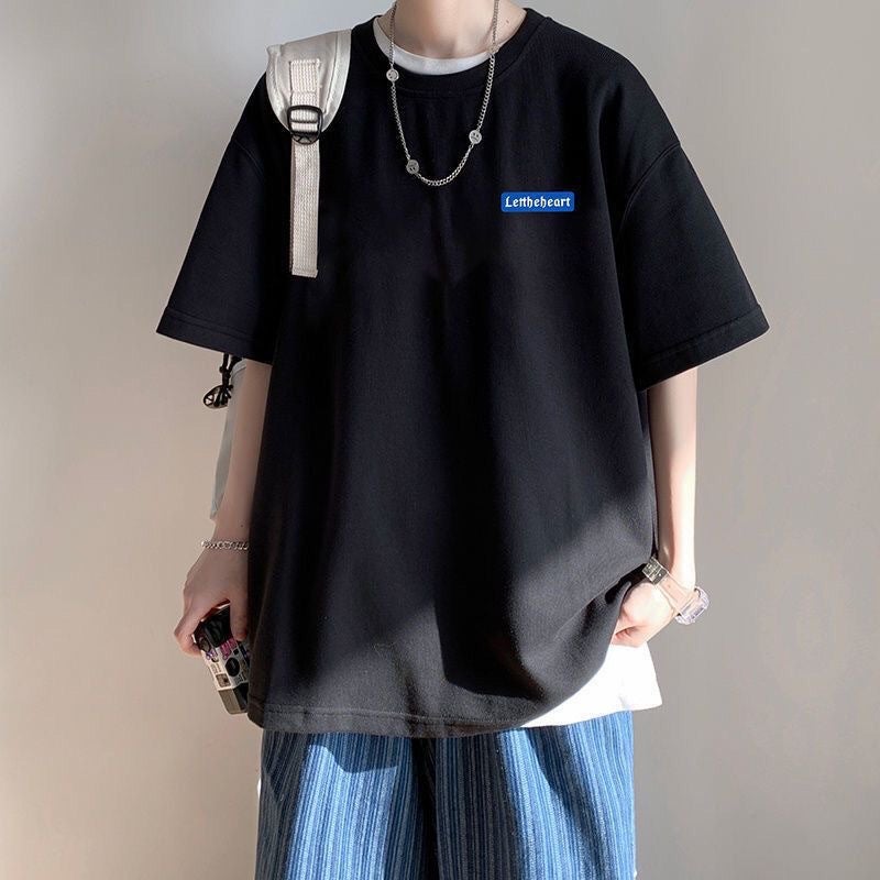Boys Short-Sleeved T-Shirt Trendy Brand Fashionable All-Match Ins Loose Summer Hong Kong Style Top Teenager T-Shirt - Image 3