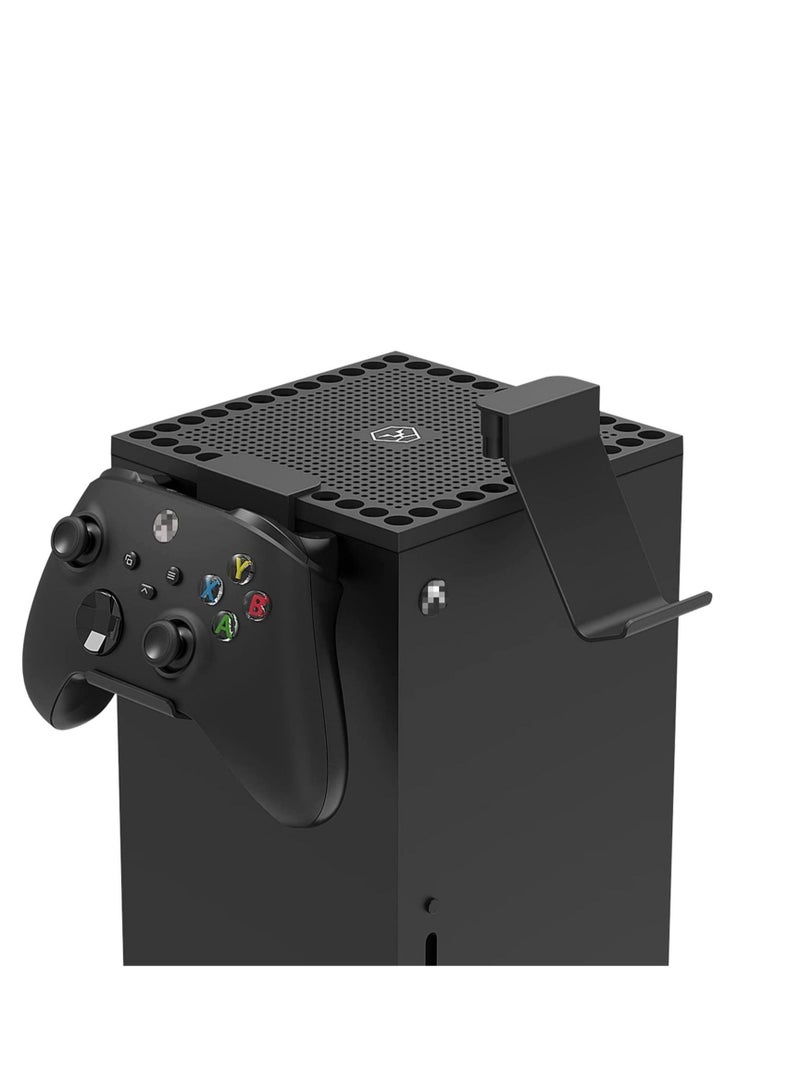Captaintech Dust Cover Controller Mount Compatible for Xbox Series X - 2 in 1 Game Accessories with Dust Filter Cover Compatible for XSX Console and 2 Holder Hanger Stand for Series X Controller & Game Headset  - Image 2