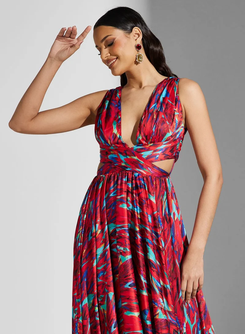 Namshi x Abstract Print Maxi Dress