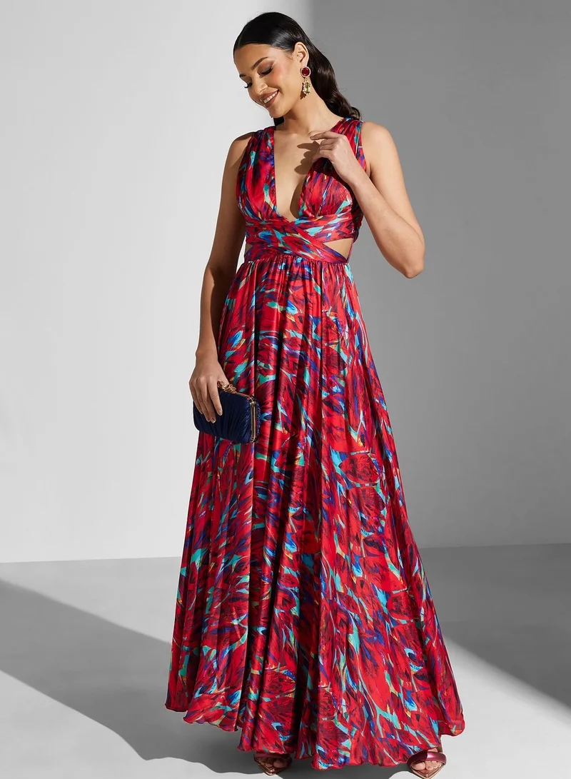 Namshi x Abstract Print Maxi Dress
