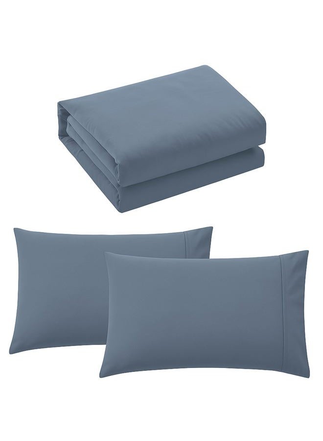 Pure Bedding Duvet Cover King Size - 3 Pieces Extra Soft Bedding Set, Includes 1 Duvet Cover 104x90 Inches with Zipper Closure & 2 Pillow Shams, Comforter Not Included, Ash Blue - Image 4