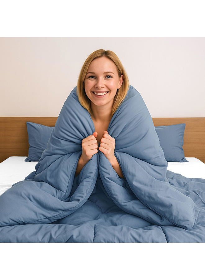 Pure Bedding Duvet Cover King Size - 3 Pieces Extra Soft Bedding Set, Includes 1 Duvet Cover 104x90 Inches with Zipper Closure & 2 Pillow Shams, Comforter Not Included, Ash Blue - Image 3