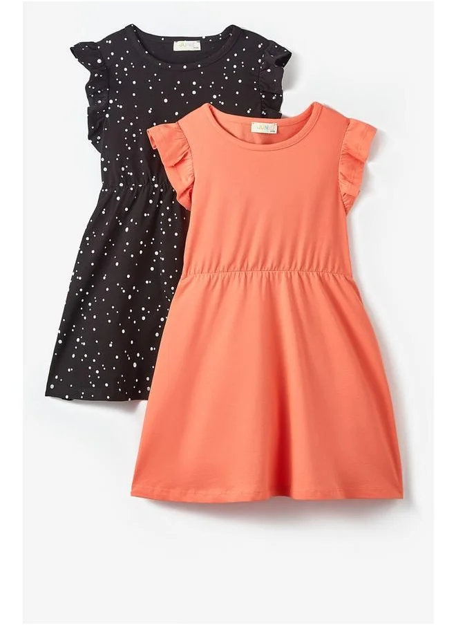 جون June Girl 2-Pack Dress Salmon - Black