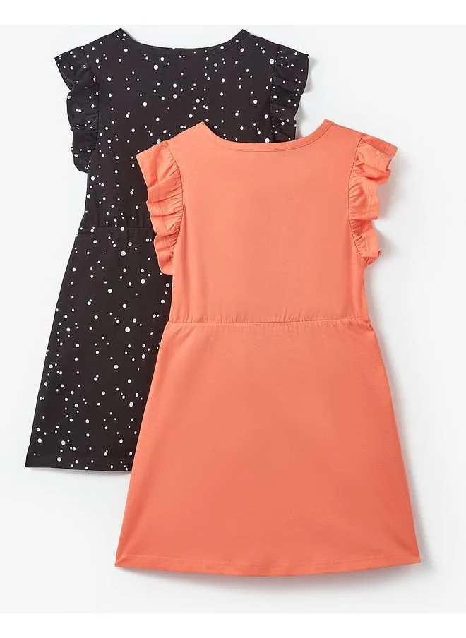 جون June Girl 2-Pack Dress Salmon - Black