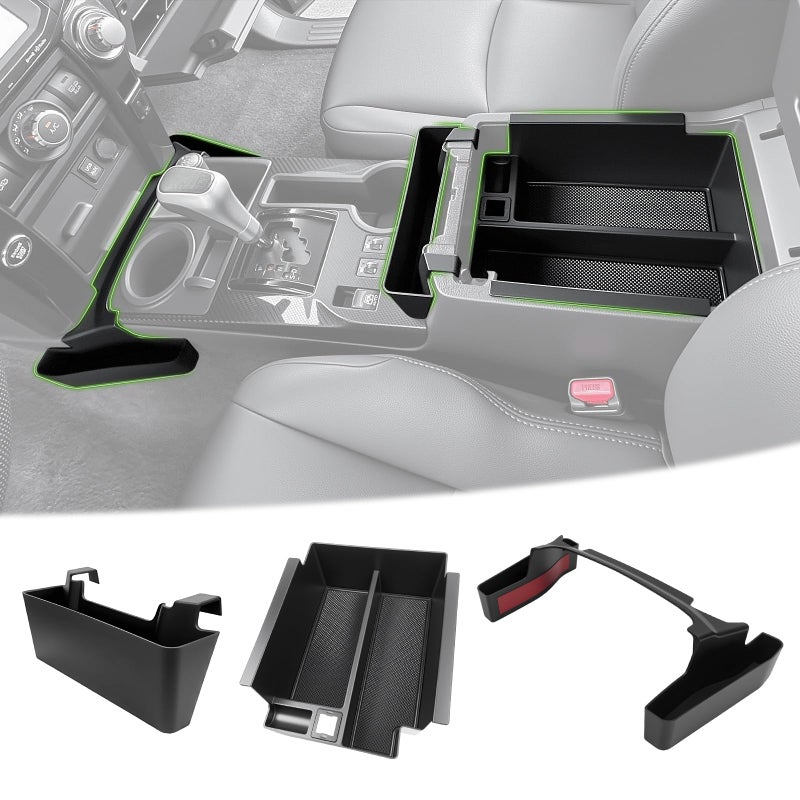 Qyebbk 3PCS Center Console Organizer for 2010-2024 Toyota 4Runner Gear Shift Side Tray Hanging and Insert Armrest Storage Boxs for 4 Runner Accessories(3PCS Center Console Organizer/Fit 10-24) - Image 1