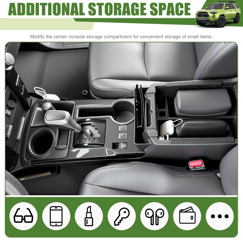 Qyebbk 3PCS Center Console Organizer for 2010-2024 Toyota 4Runner Gear Shift Side Tray Hanging and Insert Armrest Storage Boxs for 4 Runner Accessories(3PCS Center Console Organizer/Fit 10-24) - Image 3